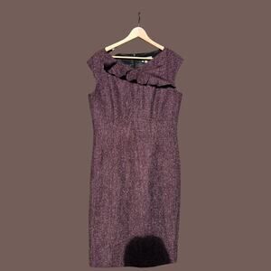 Classiques Entier Sheath Dress | Plum Tweed Wool | Size 10 | Vintage